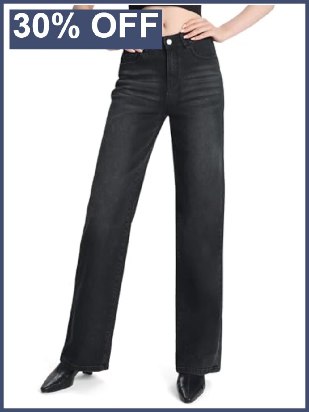 Mid Rise Stretch Straight Leg Tall Jeans for Women - Baggy Casual Trousers